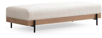 Atelier Del Sofa Stilvoller Pouf mit Buchenholzrahmen, 158 x 68 x 38 cm, weicher Grauer Schaumstoff und tragbares Rückenkissen, Metallbeine, chemisch reinigungsbeständiger Bezug, modernes Design