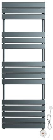 ELEGANT 800W Smart WiFi Thermostatic Bathroom Heated Towel Rail, Vertical Wall-Mounted Electric Radiator with Timer & LCD Display, Energy Efficient, Anthracite 1450x400mm