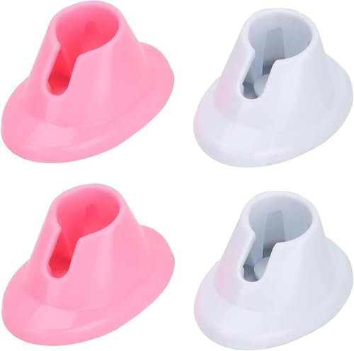 Cldaisy 4Pcs Soft Rubber Nail Polish Bottle Holder Nail Polish Stand Anti-Spill Nail Art Organizer Display Manicure Tools for Art Salon Design (Pink and White)