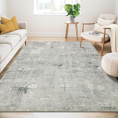 Guchuang Bedding Teppich Wohnzimmer Abstrakt Modern 120x170cm, Grün Grau | Große Teppich Waschbar Meliert Verwischt Carpet rutschfest Weich für Wohnzimmer Schlafzimmer Büro Essenzimmer