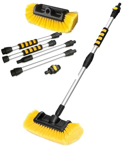 Taylor & Brown 5FT Aluminium Water Fed Car Wash Brush with 11 inch Soft Bristle, Long Handle Perfect for Home Windows Car Van Cleaning Trucks Cleaner Caravans Conservatories Boats