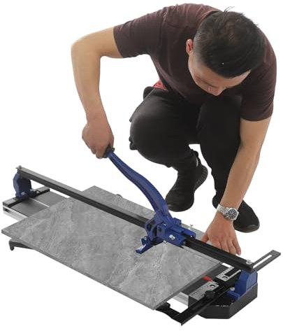 Tagliapiastrelle manuale con manico ergonomico, indicatore di scala integrato per ceramica e gres porcellanato (blu, 80 cm)