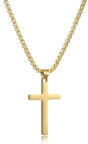 HSWYFCJY Kreuz Kette Herren Silberkette Kette Männer Kreuzkette Kreuz Anhänger Edelstahlkette Herren Schmuck 16-24 Zoll