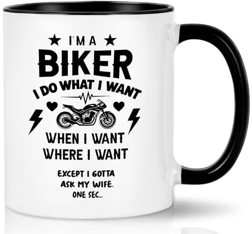 Joymaking Novelty Gifts for Men Biker Mug - I Am A Biker - Motorbike Gifts for Men Funny Gift for Bikers Motorbike Accessories Mug for Christmas Birthday Gifts, 11Oz Black