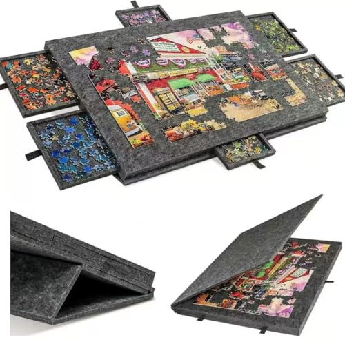 Puzzlebrett mit verstellbarem Ständer, leichter Spieltisch aus Filz für 1000-1500 Teile, perfekt für Erwachsene - 90 cm x 63 cm x 4,2 cm