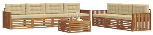 vidaXL Outdoor-Sofagarnitur mit Kissen 8 pcs Natur und Beige, Gartenlounge, modernes Outdoor-Sofa-Set, langlebige Terrassenmöbel, Bequeme Sitzmöglichkeiten