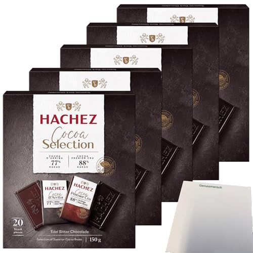 usy Bundle für Hachez Schokolade Cocoa Selection Täfelchen Mix VPE (5x150g Karton) + usy Block