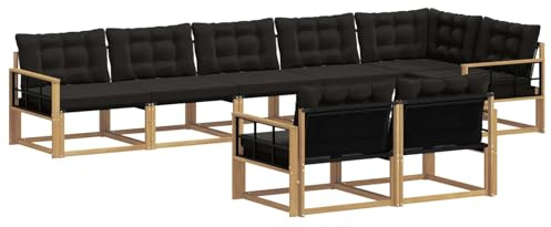vidaXL Outdoor-Sofagarnitur mit Kissen 8 pcs Weiß und Schwarz, Gartenmöbel, modernes Outdoor-Sofa, Robustes Eckset für Terrasse, Lounge und Komfort