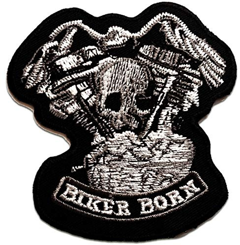 Catch the Patch Biker Born - (Größe: 7,7 x 8 cm) – Stickpatch – Ideal für Kutte, Rockerjacke, Jeansweste, Kleidung & Accessoires – Robuster Patch für Erwachsene