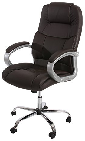 Mendler Profi-Bürostuhl Boston XXL US-Version - braun | Chefsessel, Drehstuhl, 150kg belastbar, Kunstleder