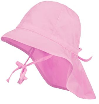 maximo Kinder Sonnenhut Nackenschutz Sommerhut Baumwollhut Hut - mit Kinnband Sommer Frühling-Sommer - 51 cm rosa