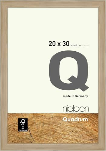 nielsen Bilderrahmen, 20 x 30 cm, Holz, Eiche Natur, Fotorahmen zum Auftstellen und Aufhängen im Hoch- & Querformat, Echtglas, Quadrum