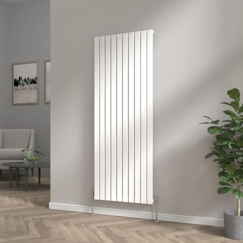 NRG 1800 x 680mm Bathroom Vertical Radiator Gloss White Single Flat Panel | Tall Upright Central Heating Rad, Designer Radiator, Modern Radiator, Wall Mounted, for Kitchen, Bathroom, with Brackets