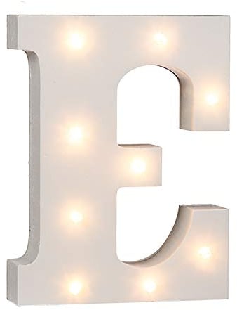 Out of the Blue 57/6078 - Holz Buchstabe E beleuchtet mit 9 LED Lichtern, batteriebetrieben, ca. 16 cm, 16 x 3 x 16 cm