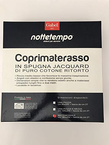 GABEL Nottetempo - Coprimaterasso Matrimoniale - TWIST SUPERCOMFORT - in DOPPIA Spugna Jacquard di Puro Cotone Ritorto