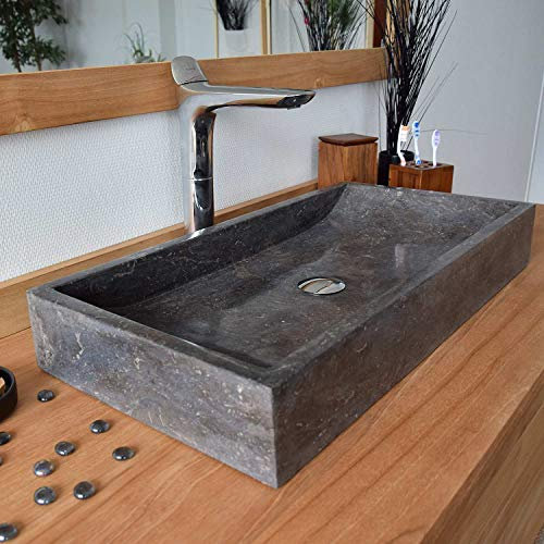 Océan Line Vasque à poser en marbre noir, Boreal 70×35×10 cm