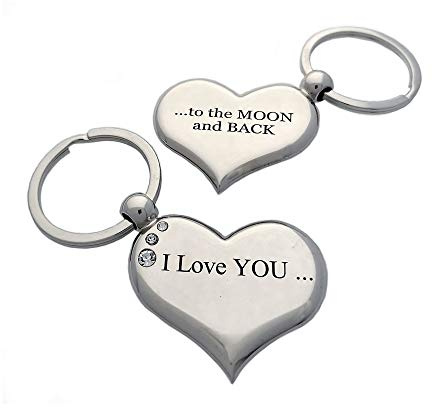 LT I Love You to the Moon and Back Metal Keyring – Romantic Valentine's Gift for Her or Anniversary Present for Wife and Girlfriend