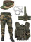 United States Marine Corps Kostüm Set bestehend aus Weste, Hose, Holster, Handschellen und Feldmütze Farbe Woodland Größe L