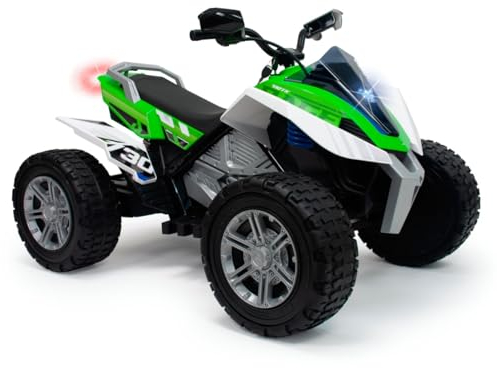 INJUSA - Quad Électrique Rage pour Enfants +6 Ans | Batterie 24V | 2 Vitesses | Poignée Accelerateur | Frein à Tambour | Marche Arrière | Suspensions | Roues Caoutchouc | Lumières | 10 km/h | Vert