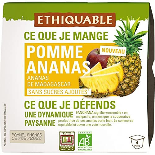 Compote Pomme Ananas sans sucre ajoutés bio et équitable