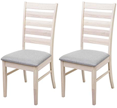2er-Set Esszimmerstuhl HWC-G47, Küchenstuhl Stuhl, Stoff/Textil Massiv-Holz - helles Gestell, grau