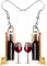 NEWEI Acryl Kelch Rotweinflasche Ohrringe Hängend Big Long Print Drink Schmuck für Frauen Mädchen Mode Party Geschenk Dekoration (Braun)