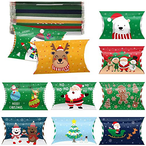 LOKIPA Christmas Pillow Boxes,36pcs Small Xmas Gift Pillow Candy Jewellery Box