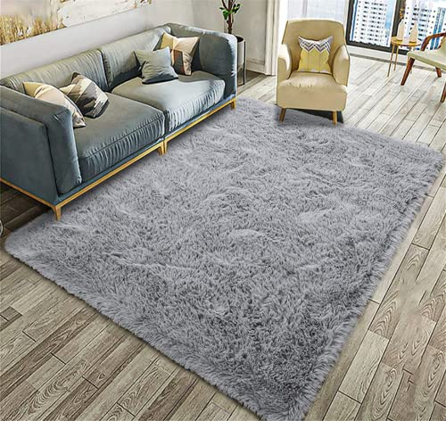 linyingdian Ultra Soft Indoor Modern Area Teppiche Flauschige Wohnzimmer Teppiche geeignet für Kinder Schlafzimmer Home Decor Kinderzimmer Teppiche (grau, 80x120cm)