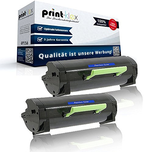 2X Print-Klex Tonerkartuschen kompatibel für Lexmark MS 521 Series MS 521 DN MS 621 Series MS 621 DN MS 622 Series MS 622 de 56F2000 Black Schwarz - Office Pro Serie