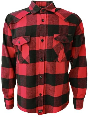 ROCK-IT Apparel® Chemise à Manches Longues en Flanelle pour Homme Chemise à Carreaux à Carreaux de bûcheron d'europe S-5XL Couleur Plaid Rouge-XL