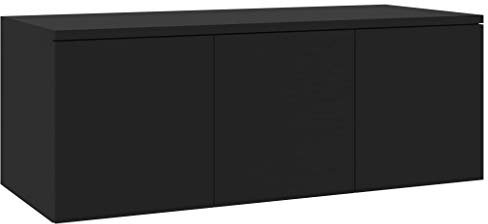 Tidyard Mobile TV Nero 80x34x30 cm in Truciolato,con 3 Cassetti