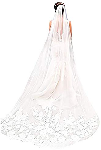 Baiyouli Brautschleier Lange Einschichtige Weiche Tüll Hochzeit Braut Schleier mit Kamm 3 Meter