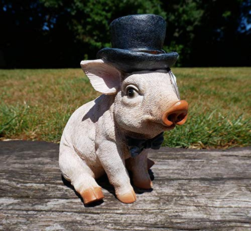 RP Gartenfigur Schwein mit Monokel, Bauernhof, Tierfigur für den Außenbereich