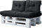 normani Palettenkissen Set Sofa Sitzkissen mit Rückenkissen Outdoor Palettenauflagen (Sitzkissen Gesteppt 120x80) Farbe 3-teilig Dunkelgrau