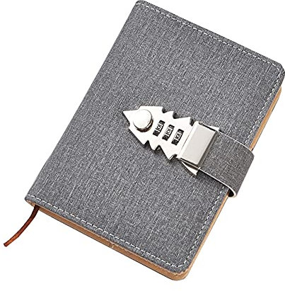 Small Notebook with Lock,Password Lock Journal PU-Leather Cover Travel Diary Portable A7 Mini Notepad,Lined Secret Diary Dairy Planner Organizer