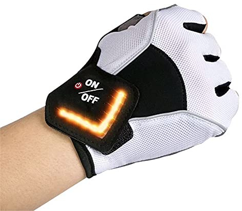 XINJIABAO Halbfinger-Radhandschuhe Outdoor Sports Radfahren LED Blinker Handschuhe Mountainbike Fahrrad Kurzfingerhandschuhe Halbfingerhandschuhe (Color : White, Size : M)
