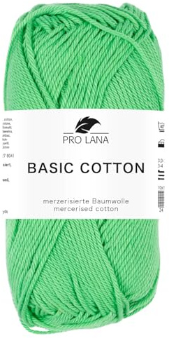 Pro Lana BASIC COTTON Baumwollgarn 50 g ideal für Kleidung, Spielzeug & Accessoires 125 m, Farbe:270 - maigrün