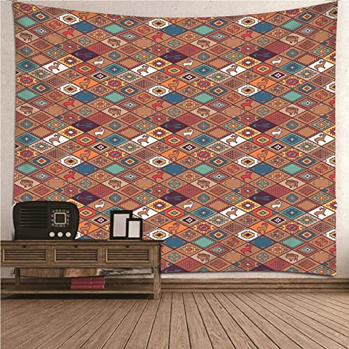Aotiwe Wandteppich, Wanddekoration Modern Verschiedene Mustergitter aus Polyester Farbenreich 240X220Cm