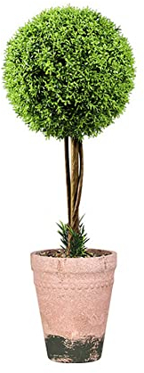 BYNYXI Topfpflanzen Künstlich Klein, Buchsbaumkugeln im Topf Bäume Blatt Buchsbaum Kunstpflanze Kunststoff Dekopflanze Zimmerpflanze mit Blumentopf Pflanze Tischdeko für Zuhause Büro. 40cmx14cm