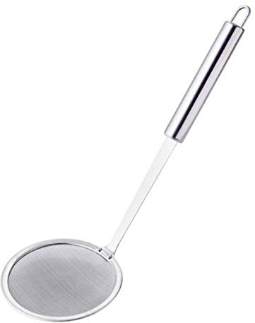 Profi Schaumlöffel Edelstahl, Schaumkelle Mit Hakengriff, Siebkelle Für Küche, Kochen, Spinnennetz Sieb Mit Hängen Loch Für Pommes Frites, Pasta, Fleisch, Meeresfrüchte, Zum Kochen Und Frittieren