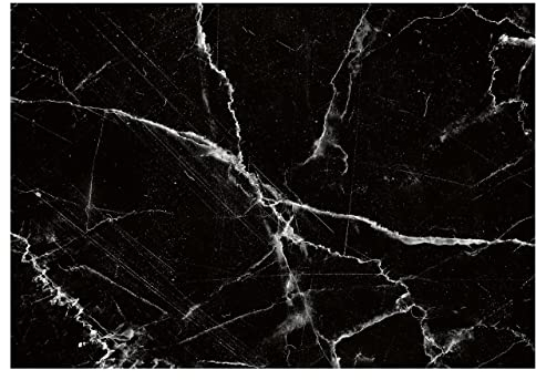 Fototapete Marmor Steinoptik Abstrakt schwarz grau Mauer Marmoroptik Wohnzimmer Schlafzimmer Vlies Tapete UV-Beständig Montagefertig (368x254 cm - 4 Bahnen)