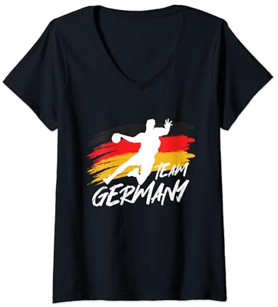 Handball Team Deutschland Flagge Handballer Ball Sportspieler T-Shirt mit V-Ausschnitt