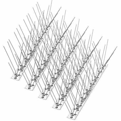 garden mile Set of 4x Wall & Fence Spikes Outdoor Garden Bird Intruder Repellent Shed Security Weather Resistant Pest Control Effective Humane Stainless Steel Easy Install Deterrent 132cm Total Length