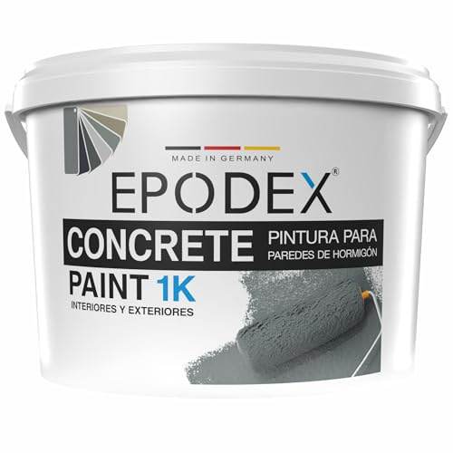 EPODEX Pintura para hormigón 1K, 1kg - Gris hierro - Pastel | Pintura para paredes y suelos, resistente a rayos UV y abrasión, Interior y exterior sin agua constante - 8m² por capa