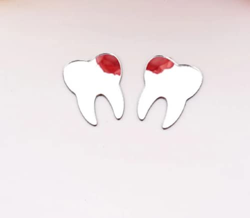 50pcs of DIY Teeth Shape Wall Mirror Sticker, Dental Care Mirrored Teeth Decals for Dentist Clinic Party Decoration (Small, Silver Mirror)