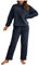 IQYU Tuta da Donna in Morbido Pile Teddy: Tuta da Allenamento, Jogging a Maniche Lunghe, Elegante e Confortevole per il Tempo Libero, Blu Scuro, M