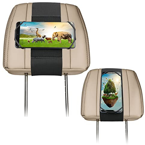 WELLMETE Car Headrest Phone Holder for Kids Back Seat - Compatible with iPhone, Samsung and Other Cell Phones - Soft Adjustable Silicone Holding Net (for Phone 1 Pack)
