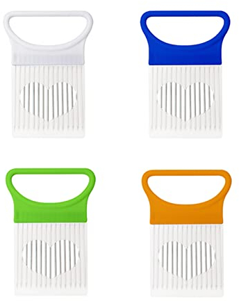 4 soportes para cebollas, TACYKIBD de acero inoxidable para cortar verduras y picadora de cebollas, portacebollas para cortar verduras, tomate, patata, fruta, carne, utensilios de cocina