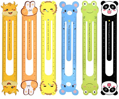 Zimoer 6 Stück Flexibles Lineal Weich Lineal 15cm Kinder Lineal Bürobedar, Tiere Cartoon Lineal Kinder Grundschule, Bruchsicher Biegsam Lesezeichen Weich Lineal, für Studenten Schule Büro Hausbedarf