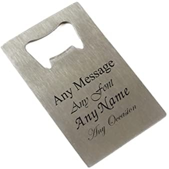 Personalised Engraved Stainless Steel Card Bottle Opener, Any Message Design, Pocket Wallet Portable Bottle Opener, Fathers Day Gift, Gift for Him, Home Bar Accessory, Engraved in The UK